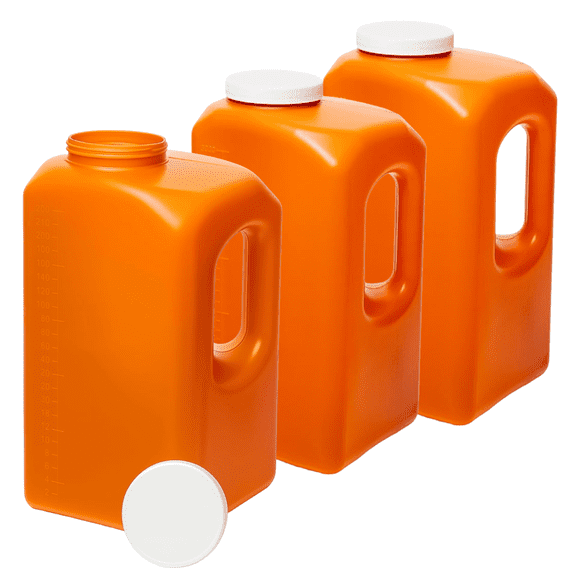 Vakly 24-Hour Urine Collection Bottles with Screw Lid & Handle - 96 oz Graduated, 3 Count