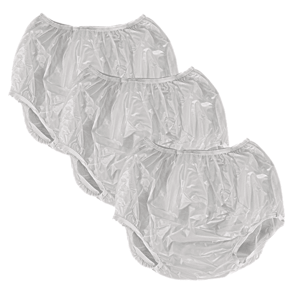Vakly Adult Vinyl Waterproof Pull-Over Underwear - Incontinence Pants to Cover Diapers, Pack of 3, M