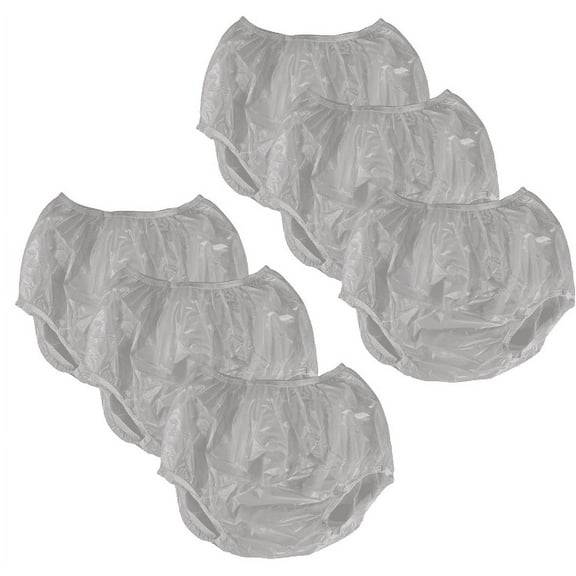 Vakly Adult Vinyl Waterproof Pull-Over Underwear - Incontinence Pants to Cover Diapers, Pack of 6, S
