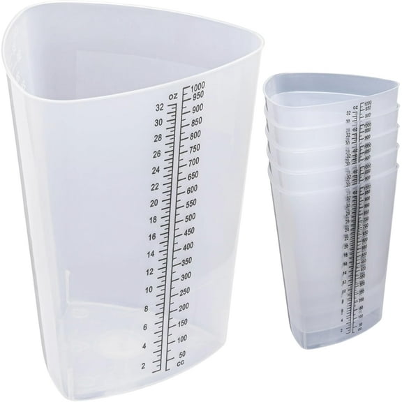 Vakly Graduated Triangular Container, Plastic Beaker for Intake & Output Measurement, 32 oz, 5 Count