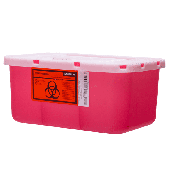 Vakly Sharps Container, 1 Gallon, Puncture Resistant with Slide Lid for Biohazard Needle Disposal
