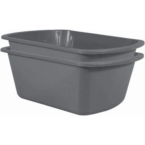 Vakly Wash Basin - Rectangular Plastic Soaking Tub - 7 Quart Graduated Bucket - 2 Pack