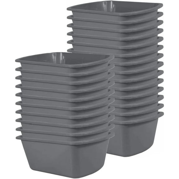 Vakly Wash Basin - Rectangular Plastic Soaking Tub - 7 Quart Graduated Bucket - 25 Pack