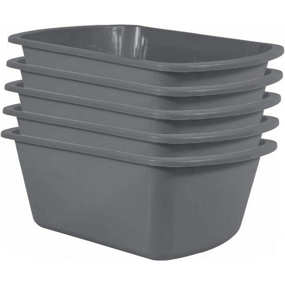 Vakly Wash Basin - Rectangular Plastic Soaking Tub - 7 Quart Graduated Bucket - 5 Pack