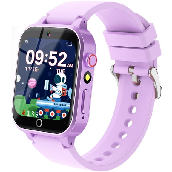 Vakzovy 1.54" Smart Watch for Girls Smart Watch for Kids with Camera Games Pedometer Video MP3 Flashlights Calculator Alarm Clock Children Touch Screen Purple
