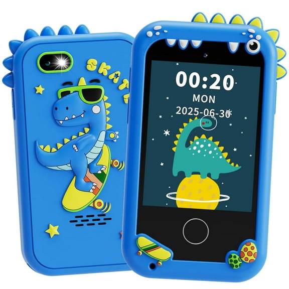 Vakzovy Kids Smart Phone Toys for Boys - Dinosaurs Gift Toys for Boys Ages 3-10 Christmas Birthday Gifts, Learning Toys with 2.8" Touchscreen, Music,Video Player, Game, 8G SD Card