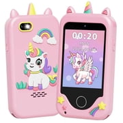 Vakzovy Kids Smart Phone Toy with Dual Cameras and Music Player, Pink
