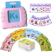 Vakzovy Kids Talking Flash Cards with 384 Sight Words, Montessori Toys,Speech Therapy,Autism Sensory Toys,Toddler Learning Educational Gifts for Age 1 2 3 4 5 Years Old Boys and Girls,Pink