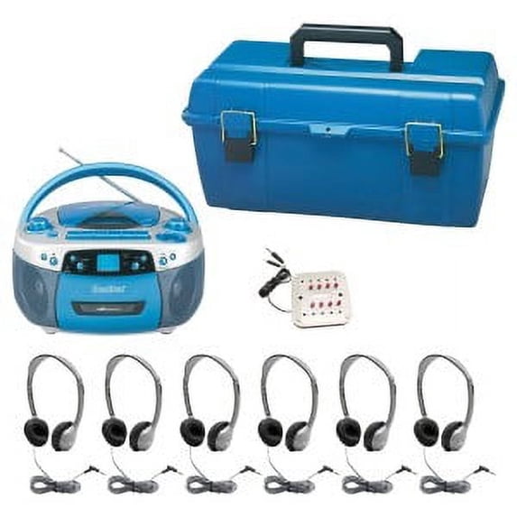 HamiltonBuhl Val-U-Pak CD Listening Center, 6 Personal Leatherette Headphones