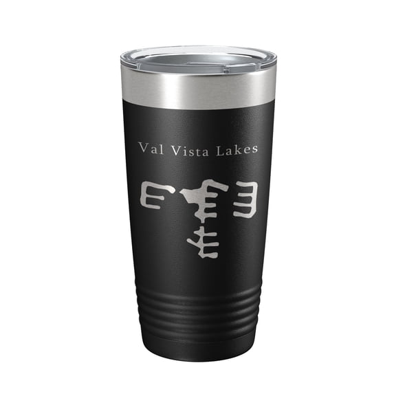 Val Vista Lakes Map Tumbler Travel Mug Insulated Laser Engraved Coffee Cup Arizona 20 oz Black