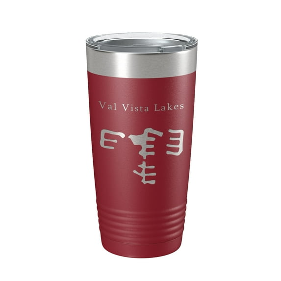 Val Vista Lakes Map Tumbler Travel Mug Insulated Laser Engraved Coffee Cup Arizona 20 oz Maroon