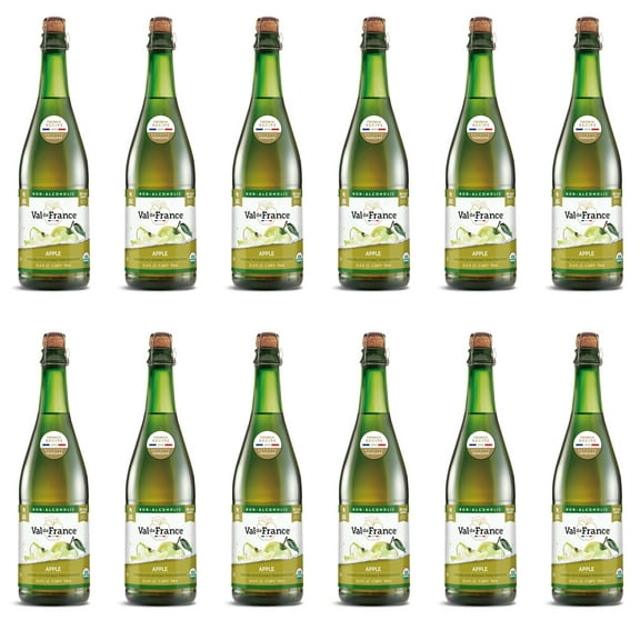 Val de France, Non-Alcoholic, Reduced Calorie, Organic and OU Kosher Sparkling Juice (Apple), 25.4 Fl Oz (Pack of 12)