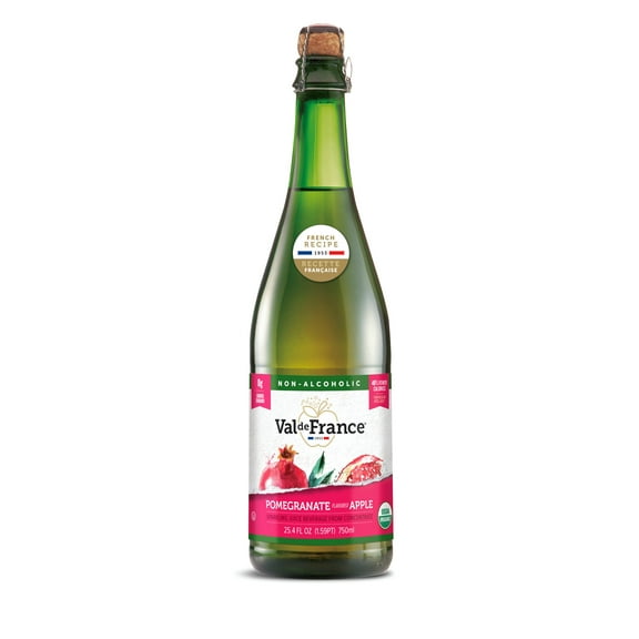 Val de France, Non-Alcoholic, Reduced Calorie, Organic and OU Kosher Sparkling Juice (Pomegranate), 25.4 Fl Oz (1 bottle)