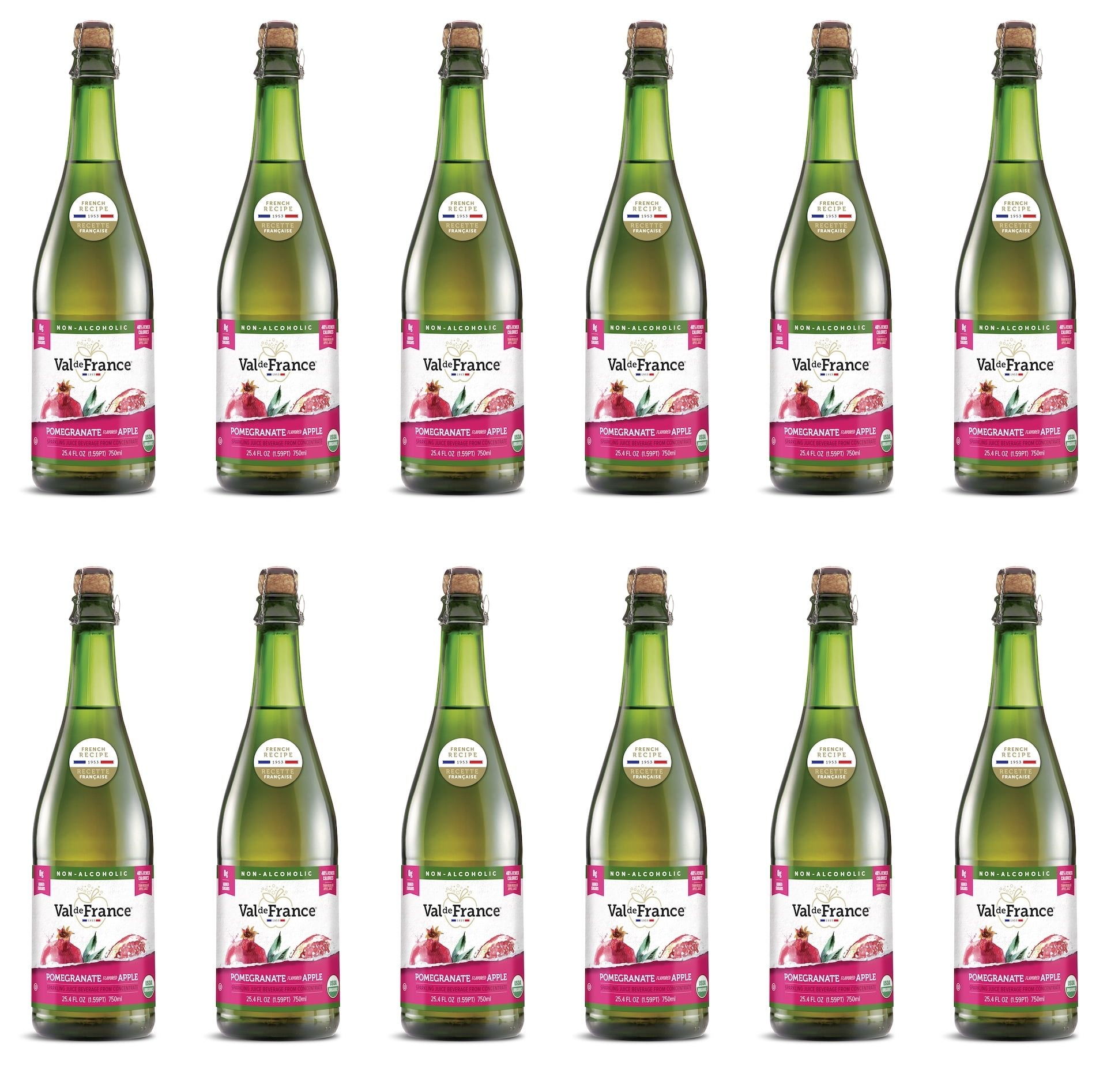 Val de France Organic Sparkling Pomegranate flavored Apple Juice, 25.4