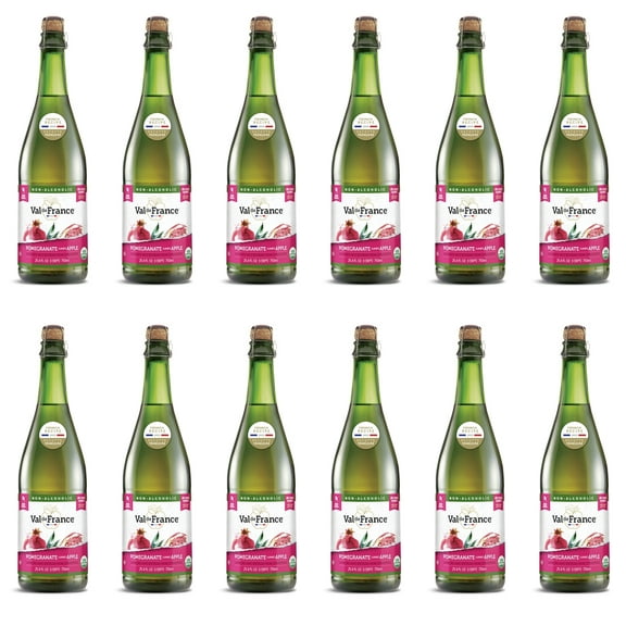 Val de France, Non-Alcoholic, Reduced Calorie, Organic and OU Kosher Sparkling Juice (Pomegranate), 25.4 Fl Oz (Pack of 12)