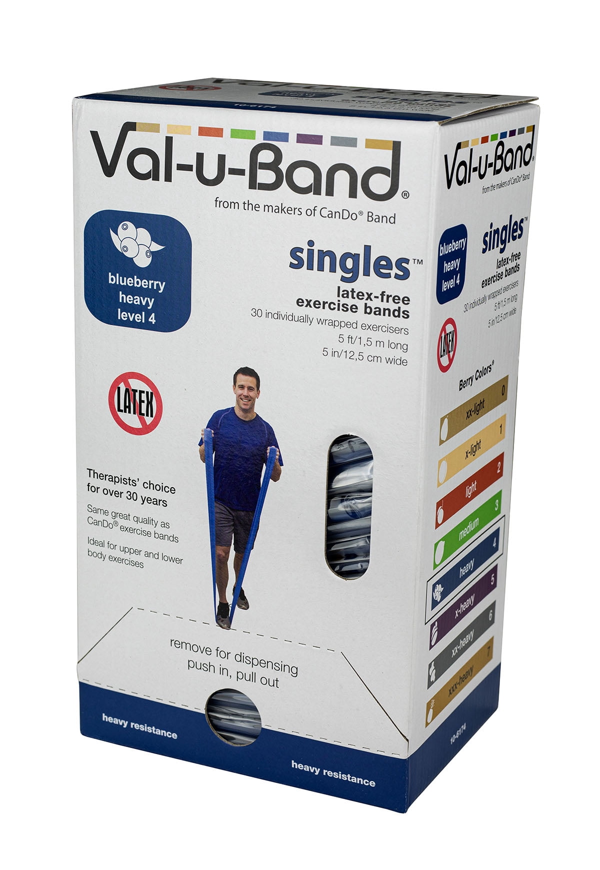 Val-u-Band exercise band, latex-free, 5-foot Singles, blueberry (4), 30 each