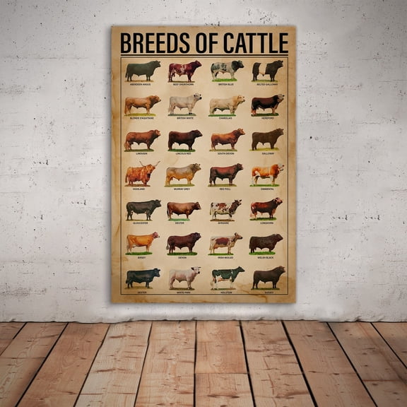 ValCoPo Breeds Of Cattle Wall Art Poster Anniversary Birthday Christmas Housewarming Gift Home Poster, Breeds Of Cattle Poster, Farm Poster