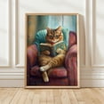thumbnail image 1 of ValCoPo Cozy Cat Reading Art Print | Book Lover Wall Decor | Cute Cat Art | Home Library Decor, 1 of 3