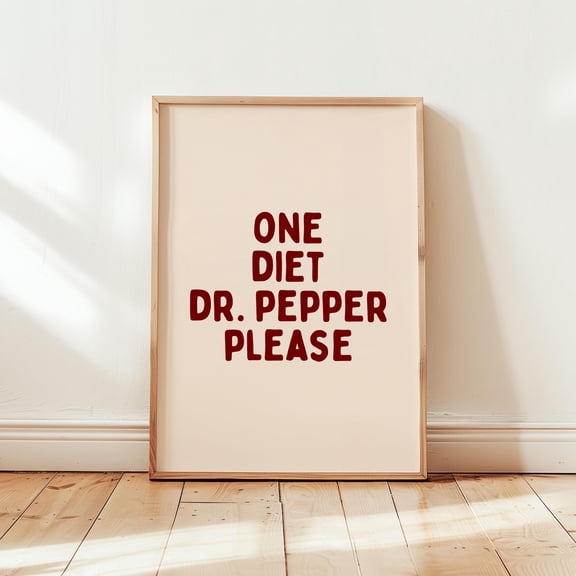 ValCoPo Diet Dr. Pepper Art Poster | Neutral Retro Typography Kitchen Poster Kitchen Decor Kitchen Wall Art Cool Apartment Poster dorm room wall art