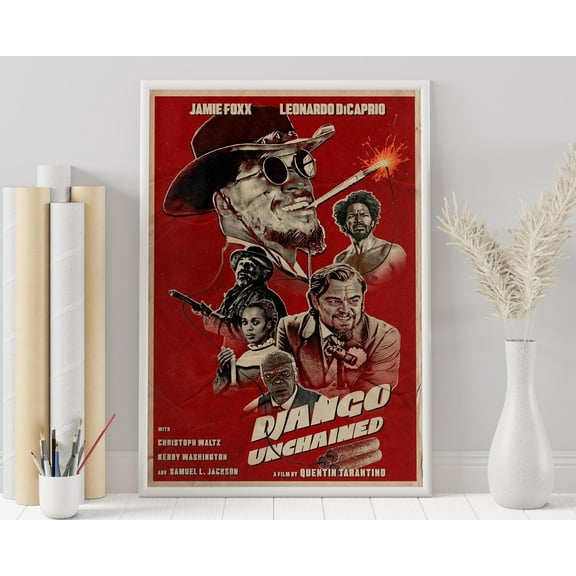 ValCoPo Django Unchained Poster - Quentin Tarantino - Minimalist Movie Poster - Vintage Retro Art Print - Custom Poster - Wall Art Print, Home Decor