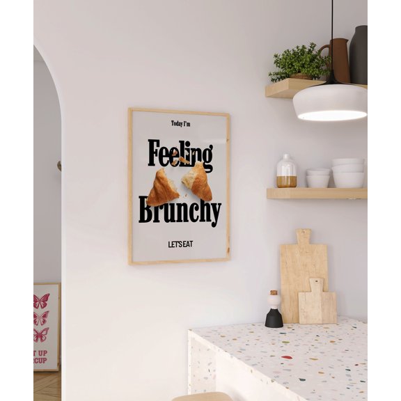 ValCoPo Feeling Brunchy Print • Modern Kitchen Poster • Brunch Wall Art for Foodies • Croissant Poster • Black and White Food Art • Let's Eat Print