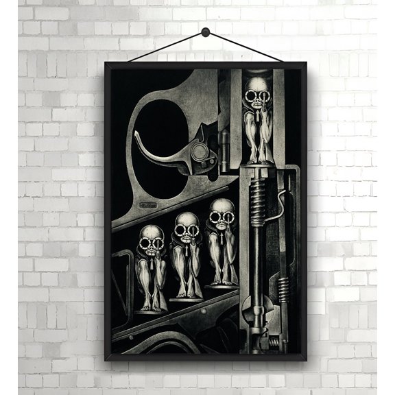 ValCoPo Giger Unique Artwork Alien Xenomorph Universe Birth Machine pistol poster High Quality Print Photo Wall Art poster Multi size for Gift