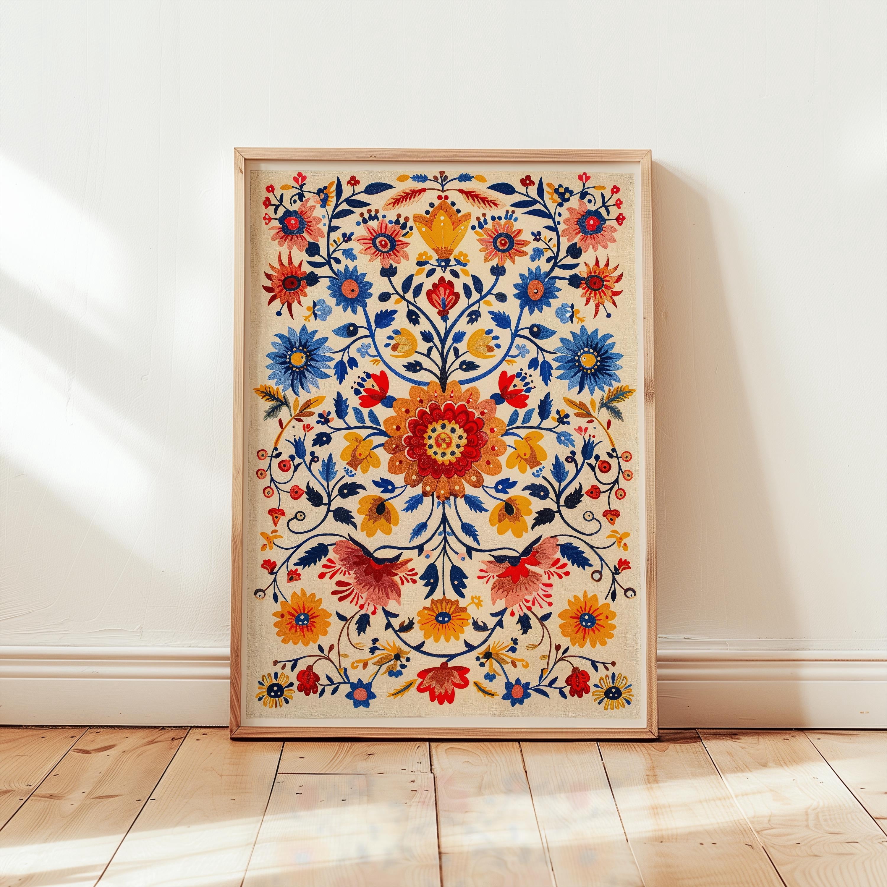 ValCoPo Mexican Floral Art Print Vintage Botanical Artwork Latin Folk ...