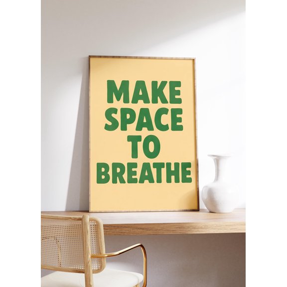 ValCoPo Mindfulness Quote Print: Calming Green Text, Beige Decor