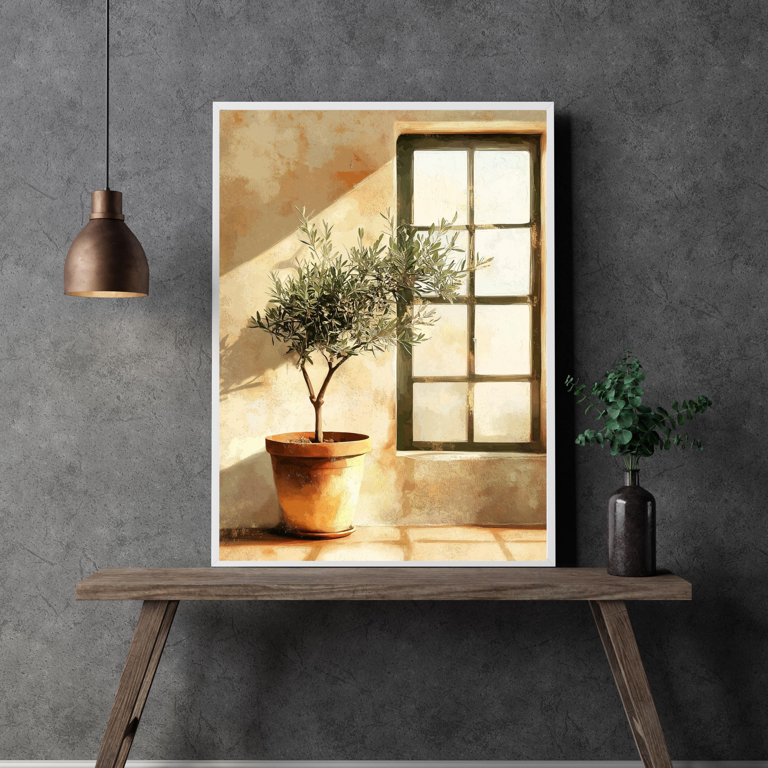 Photo inspiration: Mediterranean Style Wall Decor Reference: Valcopo Minimalist Olive Tree Wall Art AI Still Life Art
