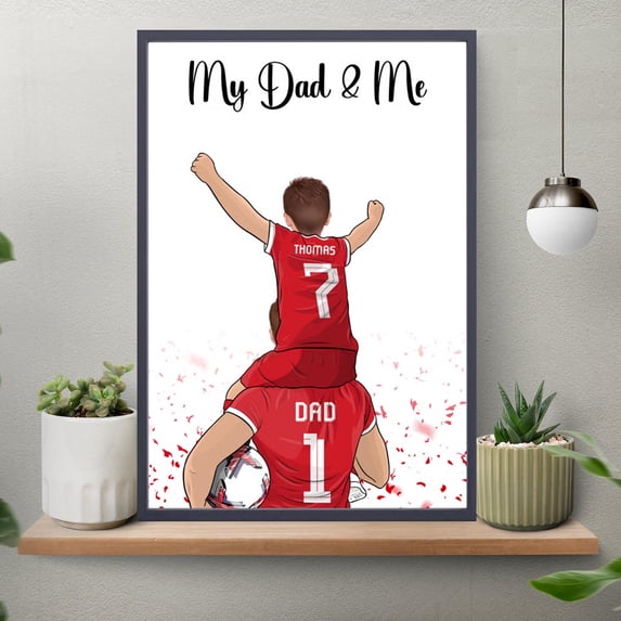 ValCoPo Personalized USA Football Dad And Son Poster, Father's Day Gift for Daddy, Gift for Husband, Dad Gift from Daughter Son, Football Dad