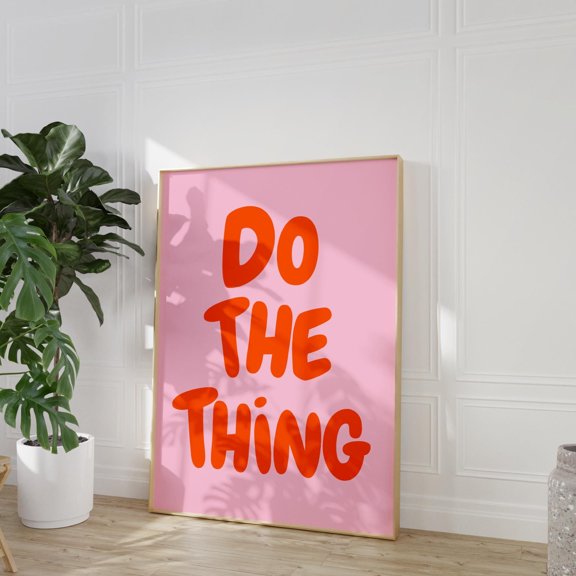 ValCoPo Pink Print Do The Thing Poster Uplifting quote Wall Art daily Reminder Office Decor Empower