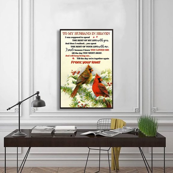ValCoPo Presonalized To My Husband in Heaven, Garden Hummingbird Poster, Poster Gift Family, Custom Family Poster, Hummingbird Poster, Wall Art Home