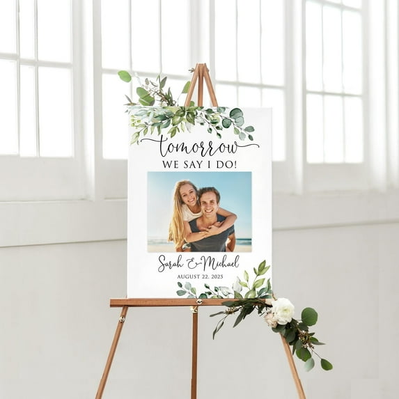 ValCoPo Rehearsal Dinner Welcome Poster, Greenery Rehearsal Welcome Poster Photo Welcome Poster Tomorrow We say I DO Poster,