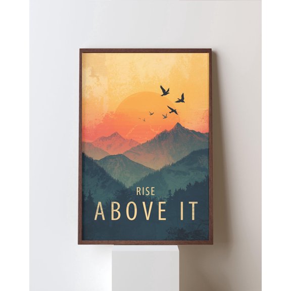ValCoPo Rise Above It Wall Art - Motivational Mountain Quotes for Overcoming Challenges Home Decor