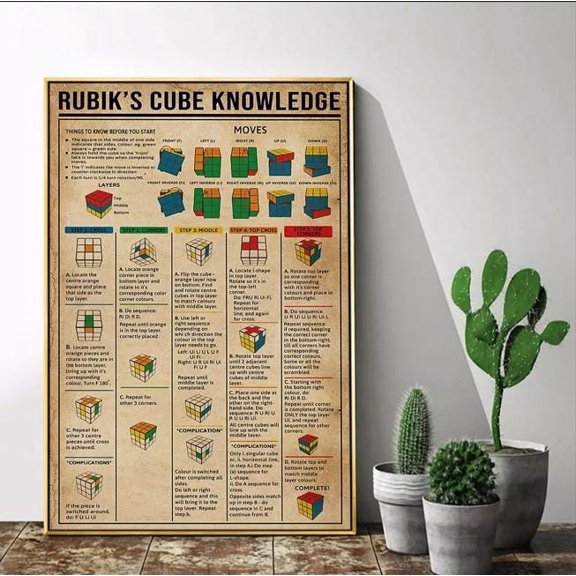 ValCoPo Rubik's Cube Knowledge Poster, Wall Art Home Decor Poster, Poster (No Frame)