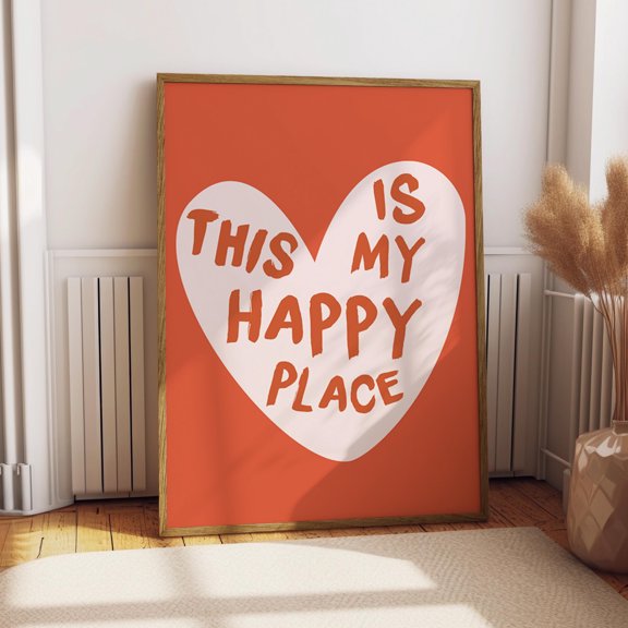 ValCoPo This Is My Happy Place Poster - Quote Poster - Happy Place Art - Living Room Lounge Decor - Cute Wall Art - Home Decor - Love Heart Poster