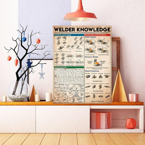 ValCoPo Unframed Welder Knowledge Poster, Welding Joint Types Knowledge Poster, Welder Retro Art Print, Welder Retro Wall Art, Welder Gift, Job