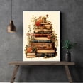thumbnail image 1 of ValCoPo Vintage Book Stack Art Print with Floral Accents, Book lover poster , gift idea for Bookworm, Home Decor Reading gift, 1 of 3