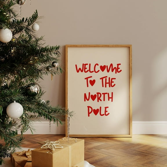 ValCoPo Welcome to the North Pole – Retro Christmas Wall Art, Fun Holiday , Festive Winter Decor