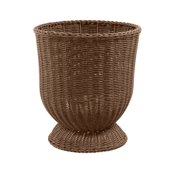 ValHome 16 Inch Brown Woven Resin Urn Planter with Pedestal Base - Large Decorative Indoor Floor Basket Planter Cover for Faux Plants or Inner Pots, Living Room, Entryway, Farmhouse Home Decor
