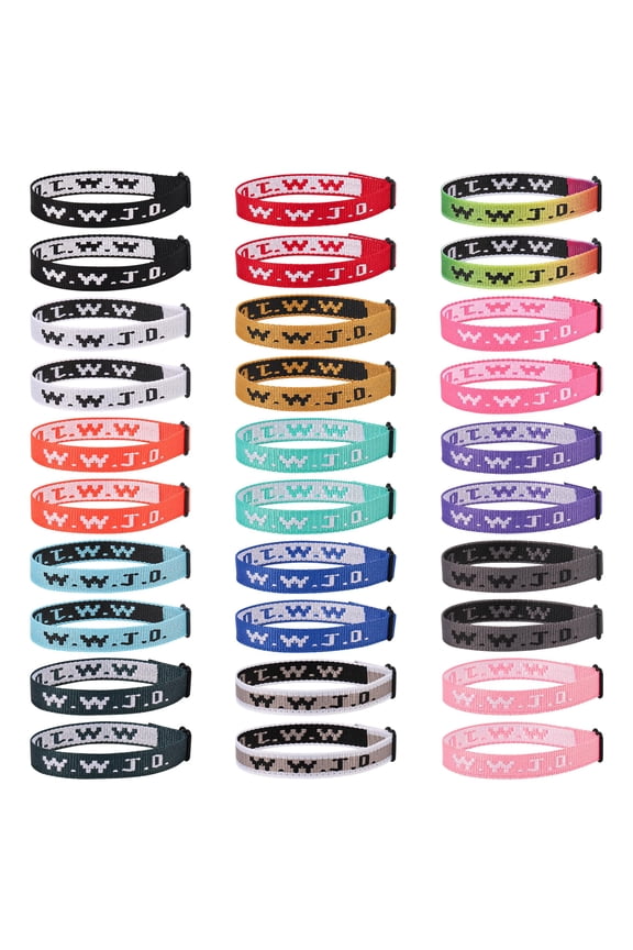 30Pcs WWJD Bracelets What Would Jesus Do Christian Wristbands - 10" Adjustable Woven Faith Bracelets - Religious Gifts for Youth Group, Bible Study, Sunday School, Church Ministry Supplies