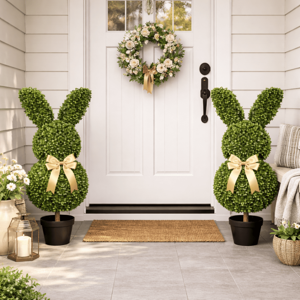 ValHome 3FT Easter Bunny Topiary Artificial Plants Outdoor - 35.4