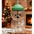 thumbnail image 1 of ValHome 5.9" Cute Bear Glass Cup with Straw, 20oz Tumbler for Iced Coffee, Tea & Juices - Adorable Gift for Women, Friends, and Kids, Reusable Glass Jar with Lid for Home or Office, 1 of 9