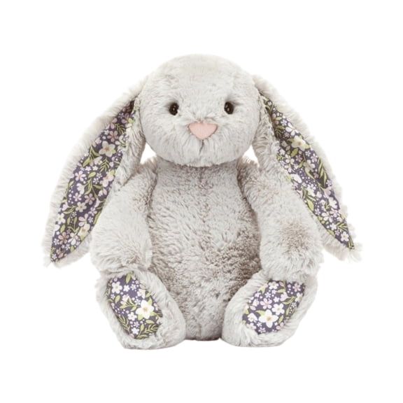 ValHome Silver Bunny Easter Bunny Plush Toys - 11.8" Blossom Cozy Cuddle Floral Ears Bunny Stuffed Animals Huggable Pillow - Spring Easter Basket Stuffer Birthday Gifts for Kids (Gray)