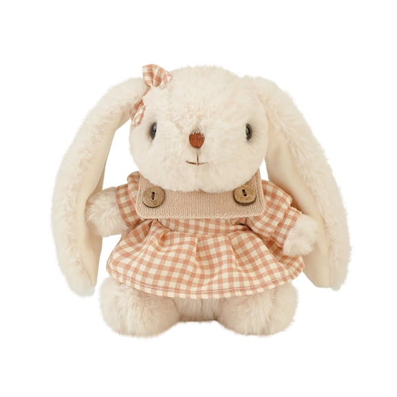 ValHome Easter Bunny Plush Toys - 5.9" Cozy Floppy Ear Dress Princess Bunny Easter Basket Filler Stuffed Animals Huggable Pillow - Spring Easter Basket Stuffer Birthday Gifts for Kids (Beige)