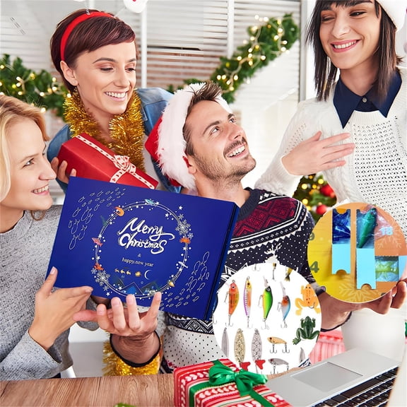 ValHome Fishing Christmas Advent Calendar - 2025 Christmas Countdown Calendar Fishing Lures Hooks Crankbait Jerkbait VIB Spinner Popper Shrimp Jig - Christmas Gift for Men, Dad, Teen Boys & Anglers