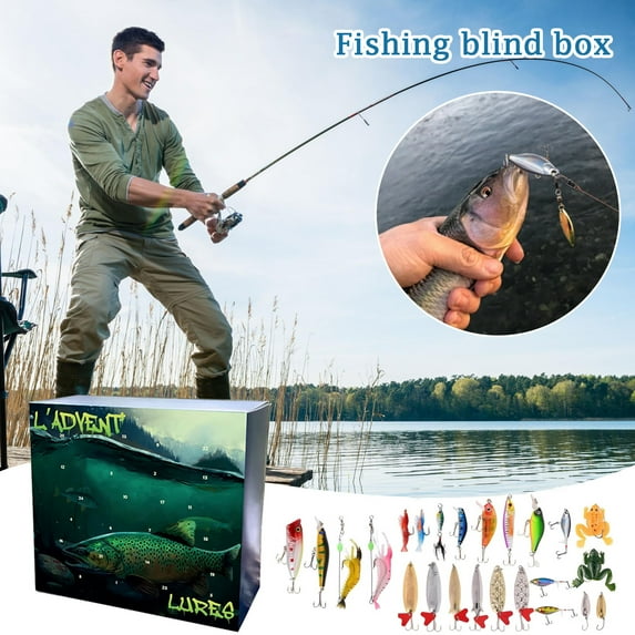 ValHome Fishing Lure Advent Calendar 2025 - 24PCS Christmas Countdown Fishing Tackle Set with Crankbait, Frog, Spoon & Minnow - Perfect Holiday Christmas Gift for Anglers and Outdoor Enthusiasts