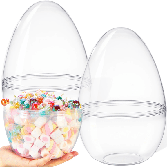 ValHome Giant Easter Egg 10 Inch Clear Plastic Eggs - Large Fillable Storage Containers for Candy, Treats, Gifts, DIY Crafts, Tabletop Display - Reusable Easter Decor for Kids and Parties (Clear)