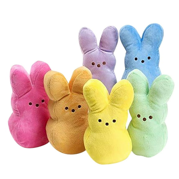 ValHome Rainbow Bunny Plush Toys Easter Basket Stuffed Animals - 5.9" Bunny Marshmallow Plushies Rabbits Soft Huggable Pillow - Birthday Gifts Spring Décor Easter Egg Hunt Prizes (Rainbow)