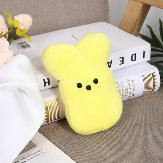 ValHome Rainbow Bunny Plush Toys Easter Basket Stuffed Animals - 5.9" Marshmallow Bunny Plushies Rabbits Soft Huggable Pillow - Easter Egg Hunt Prizes Spring Décor Birthday Gifts for Kids (Yellow)
